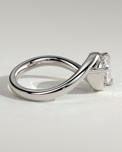 Beverly - Marquise East West Claw Solitaire with Bypass Band  Engagement Ring - Platinum