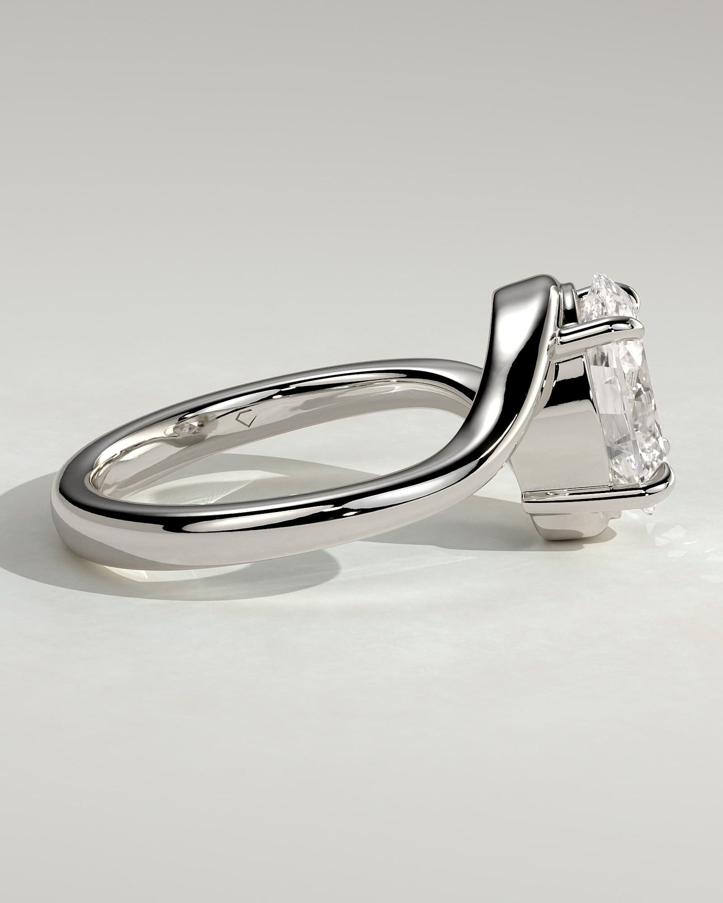 Kala - Oval Claw Solitaire with Bypass Band Engagement Ring - Platinum