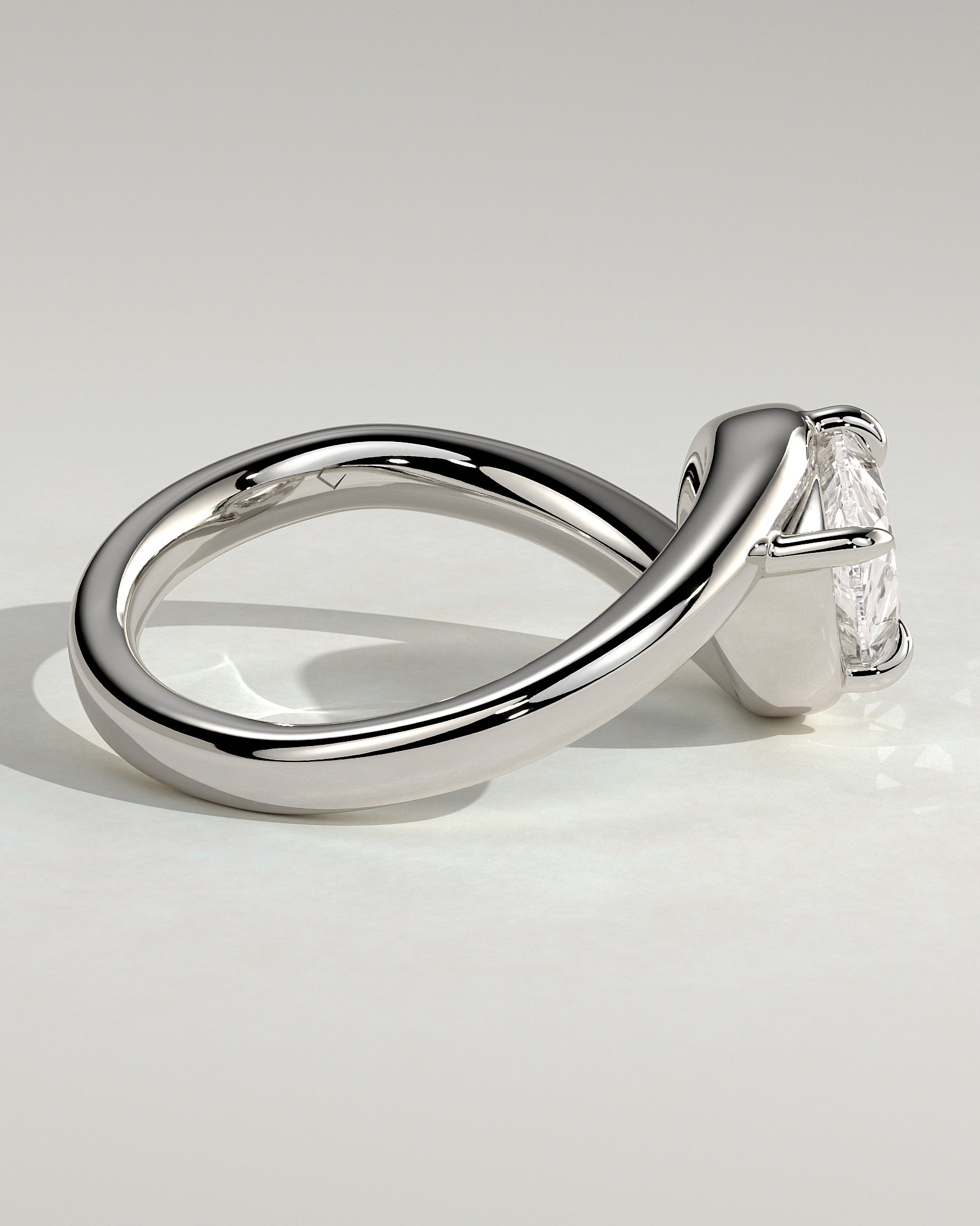 Jackie - Pear East West Claw Solitaire with Bypass Band  Engagement Ring - Platinum - White Gold / Platinum 2ct
