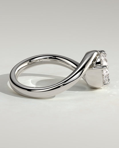 Casey - Oval East West Claw Solitaire with Bypass Band  Engagement Ring - Platinum