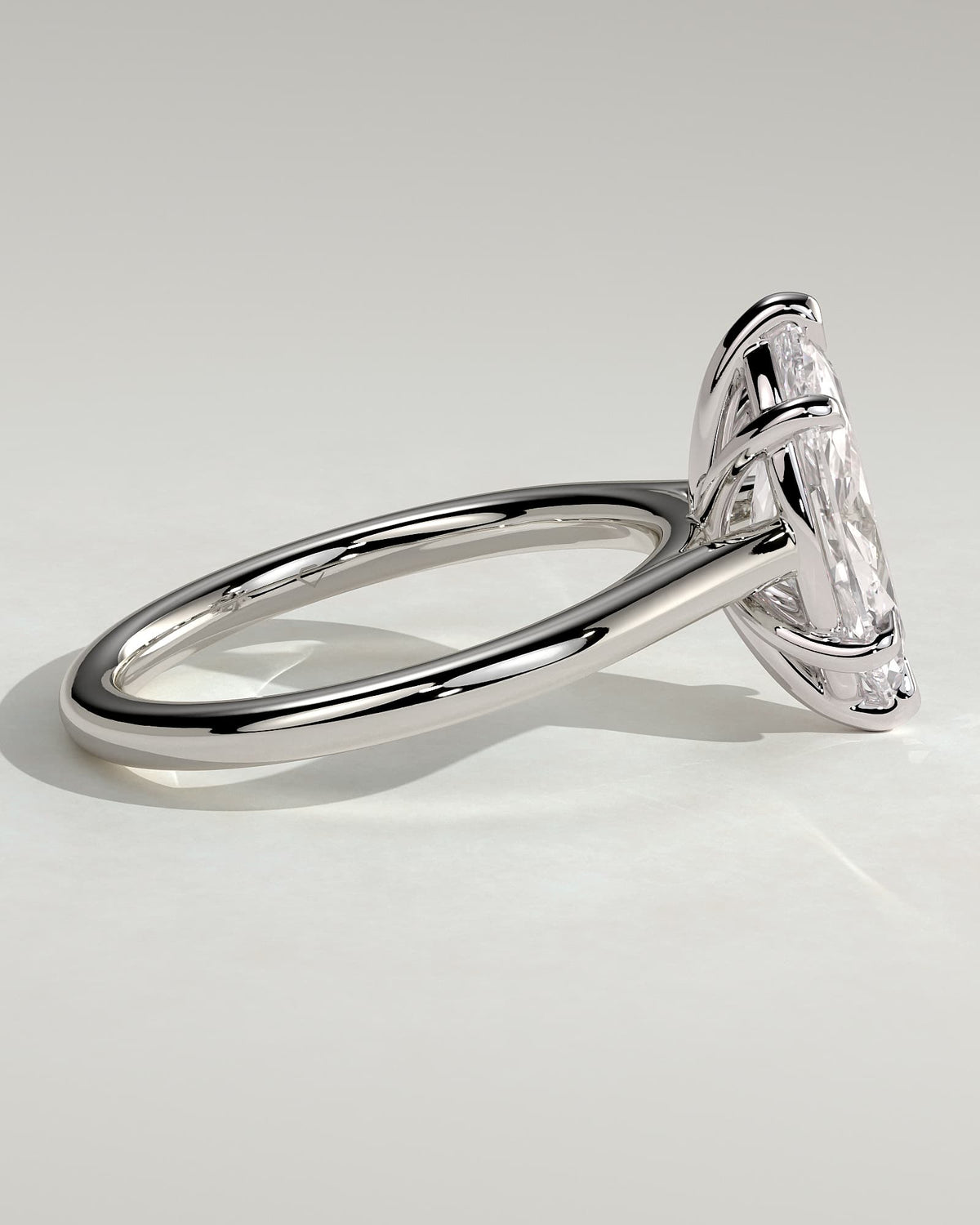 Leila - Marquise Claw Solitaire with Cathedral High Setting Engagement Ring - White Gold