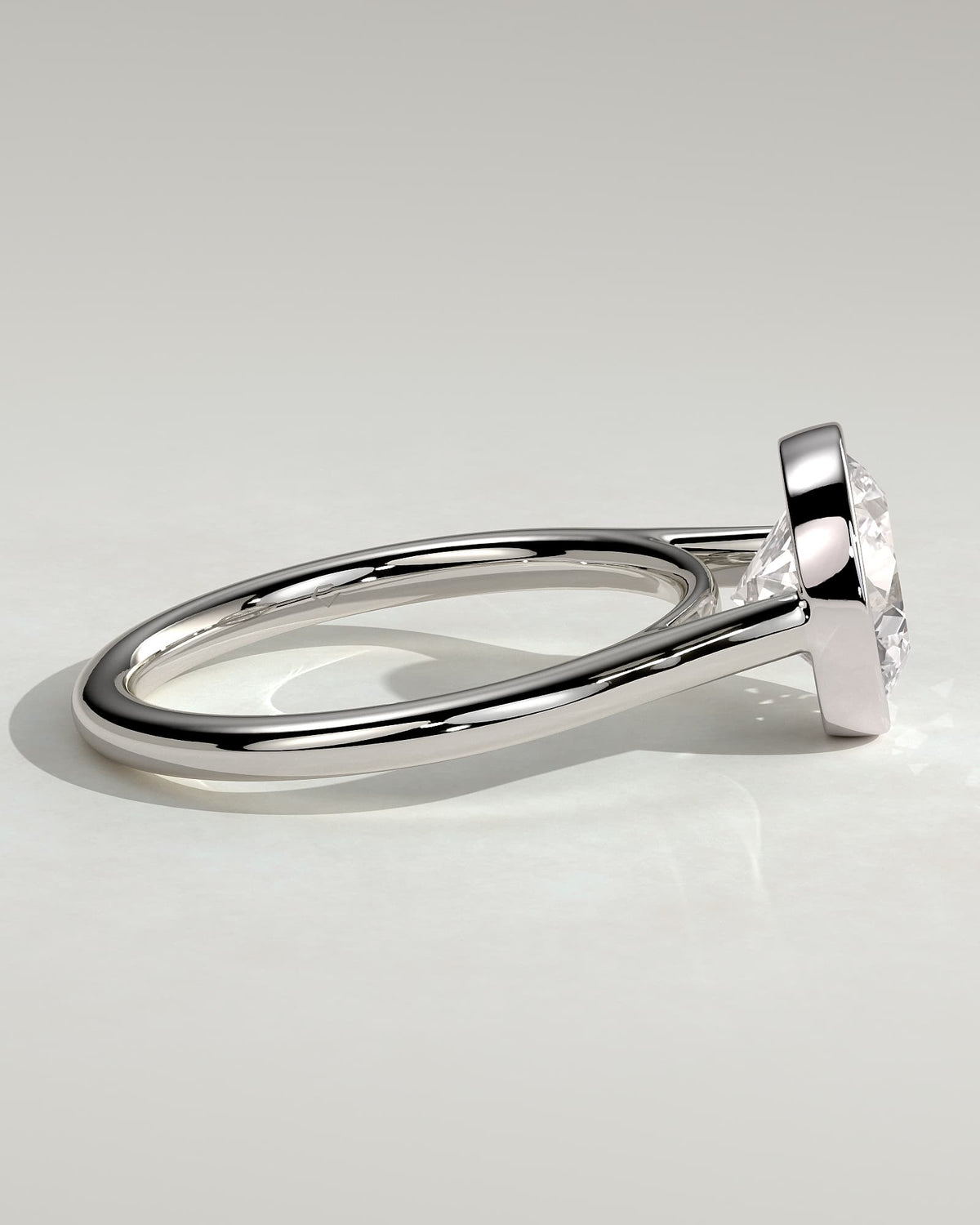 Kaylah - Statement Round Bezel Solitaire with Open Cathedral High Setting Engagement Ring - Platinum