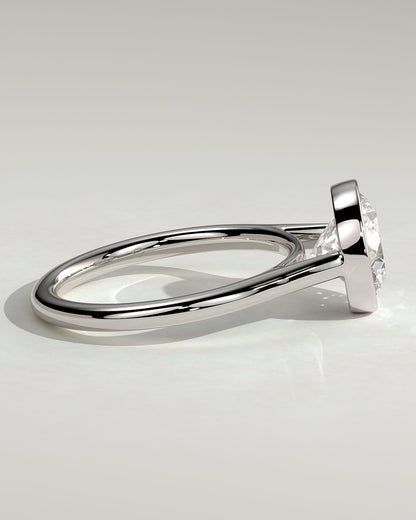 Kaylah - Statement Round Bezel Solitaire with Open Cathedral High Setting Engagement Ring - White Gold