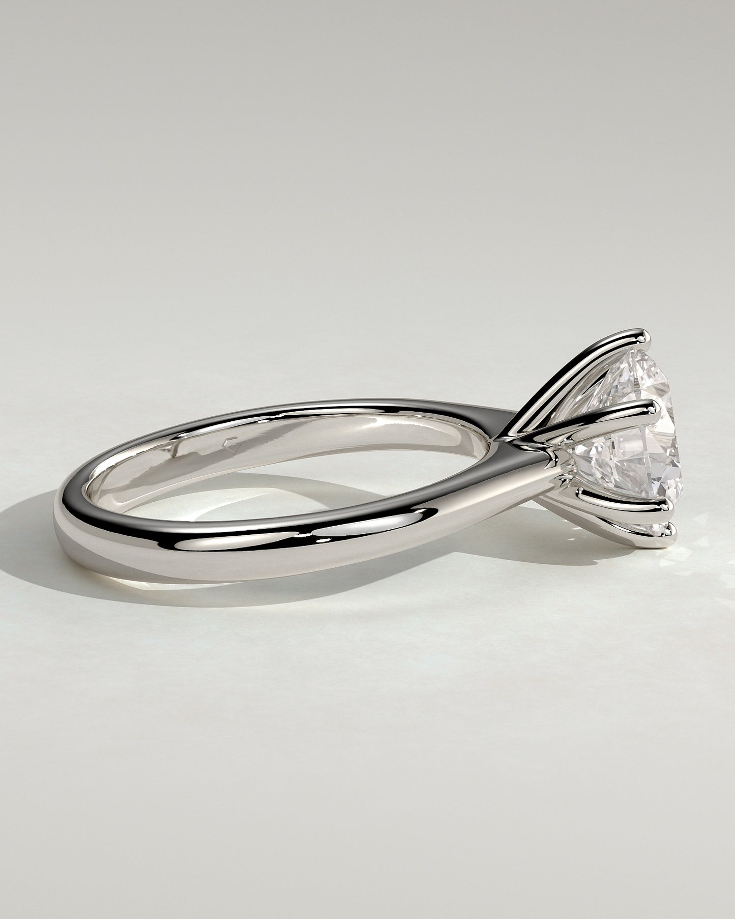 Jacqueline - Round Claw Solitaire with Solid Cathedral Low Setting Engagement Ring - Platinum - White Gold / Platinum 2ct