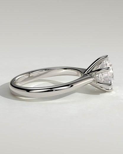 Jacqueline - Round Claw Solitaire with Solid Cathedral Low Setting Engagement Ring - Platinum