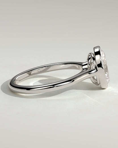 Gemma - Oval Bezel Solitaire with Twisted Gallery Engagement Ring - Platinum