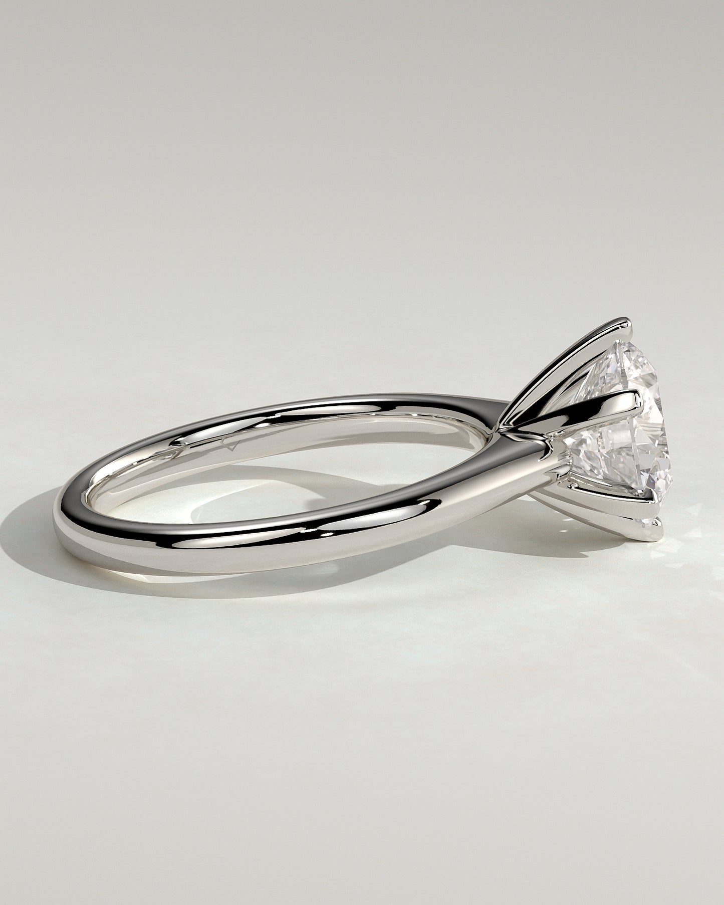 Gabrielle - Round Claw Solitaire with Square Tips and Solid Cathedral High Setting Engagement Ring - Platinum - White Gold / Platinum 2ct
