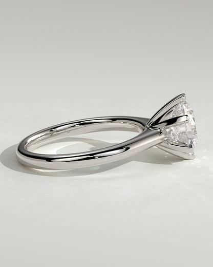 Gabrielle - Round Claw Solitaire with Square Tips and Solid Cathedral High Setting Engagement Ring - Platinum