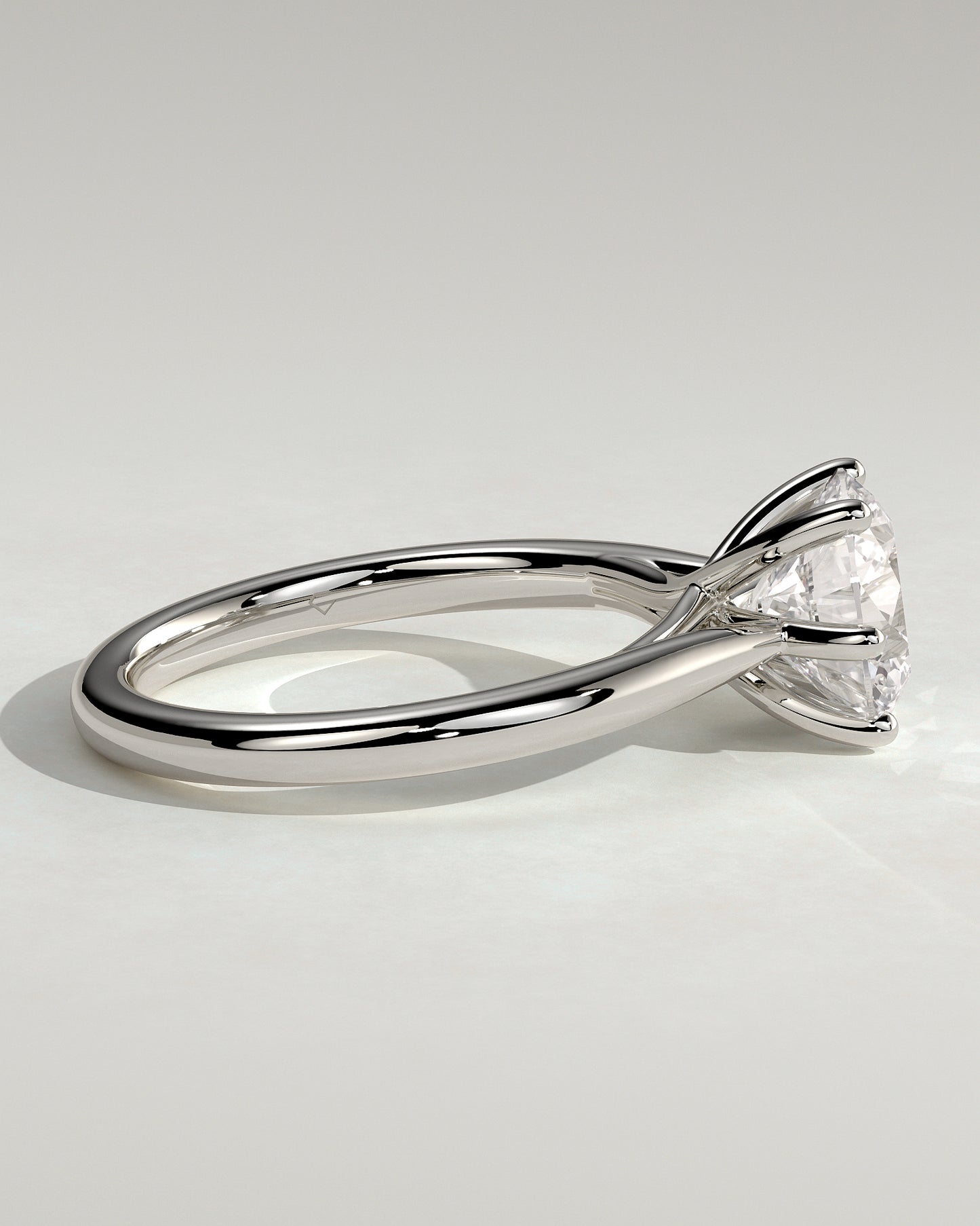 Delilah - Round Claw Solitaire with Open Trellis Gallery and Cathedral Low Setting Engagement Ring - Platinum - White Gold / Platinum 2ct