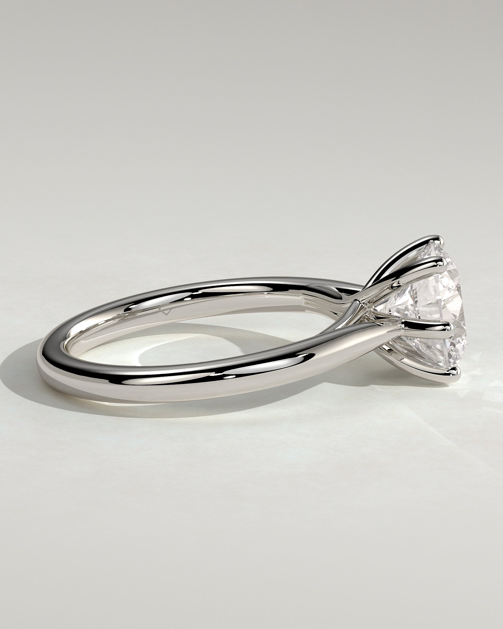 Delilah - Round Claw Solitaire with Open Trellis Gallery and Cathedral Low Setting Engagement Ring - Platinum - White Gold / Platinum 2ct