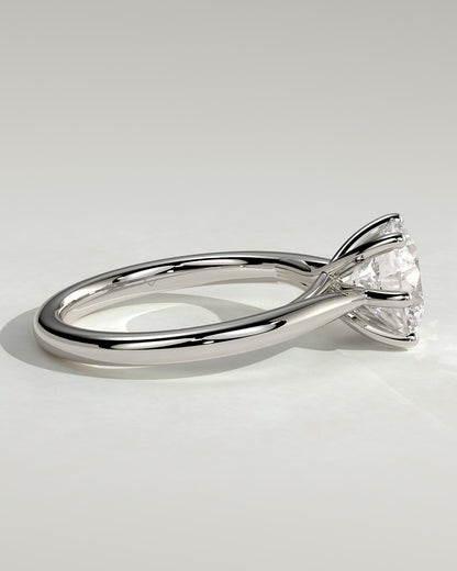 Delilah - Round Claw Solitaire with Open Trellis Gallery and Cathedral Low Setting Engagement Ring - White Gold