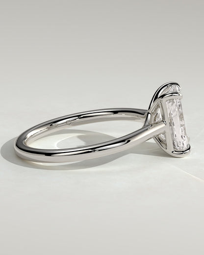 Dakota - Radiant Claw Solitaire with Cathedral Low Setting and Open Trellis Gallery Engagement Ring - Platinum