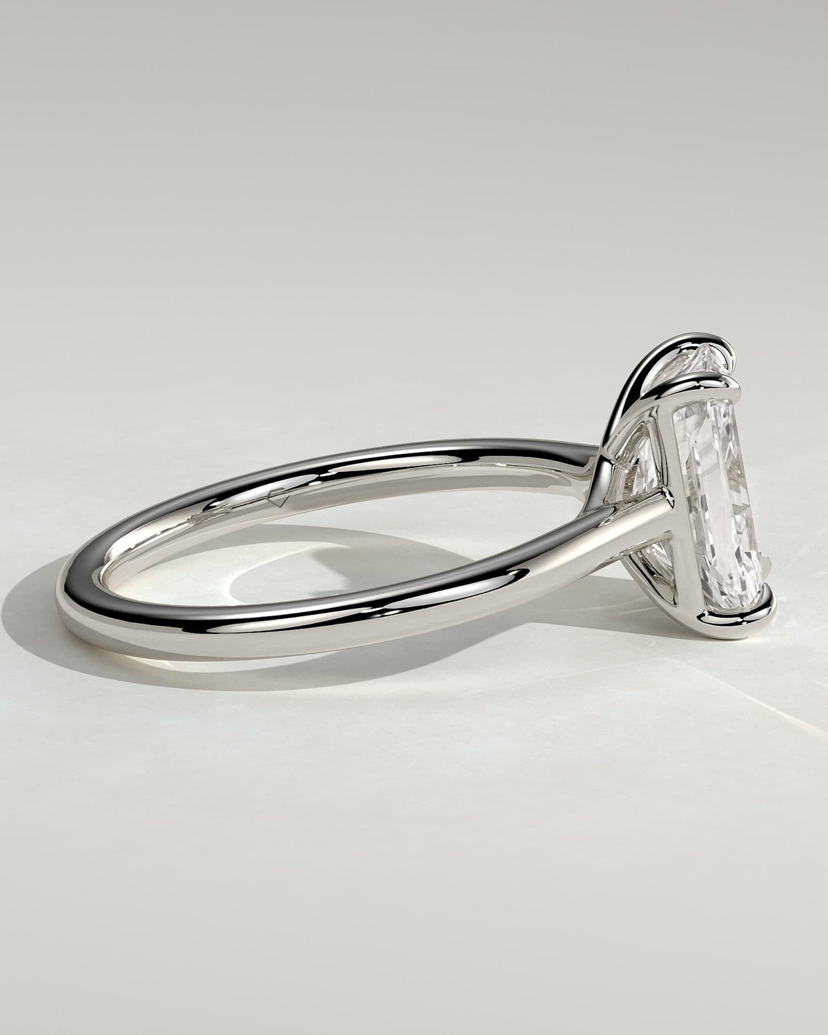 Dakota - Radiant Claw Solitaire with Cathedral Low Setting and Open Trellis Gallery Engagement Ring - White Gold