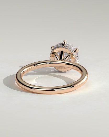 Aria - Round Claw Solitaire with Wrap Around Hidden Halo Engagement Ring - Rose Gold - rose gold - Lara Jewels