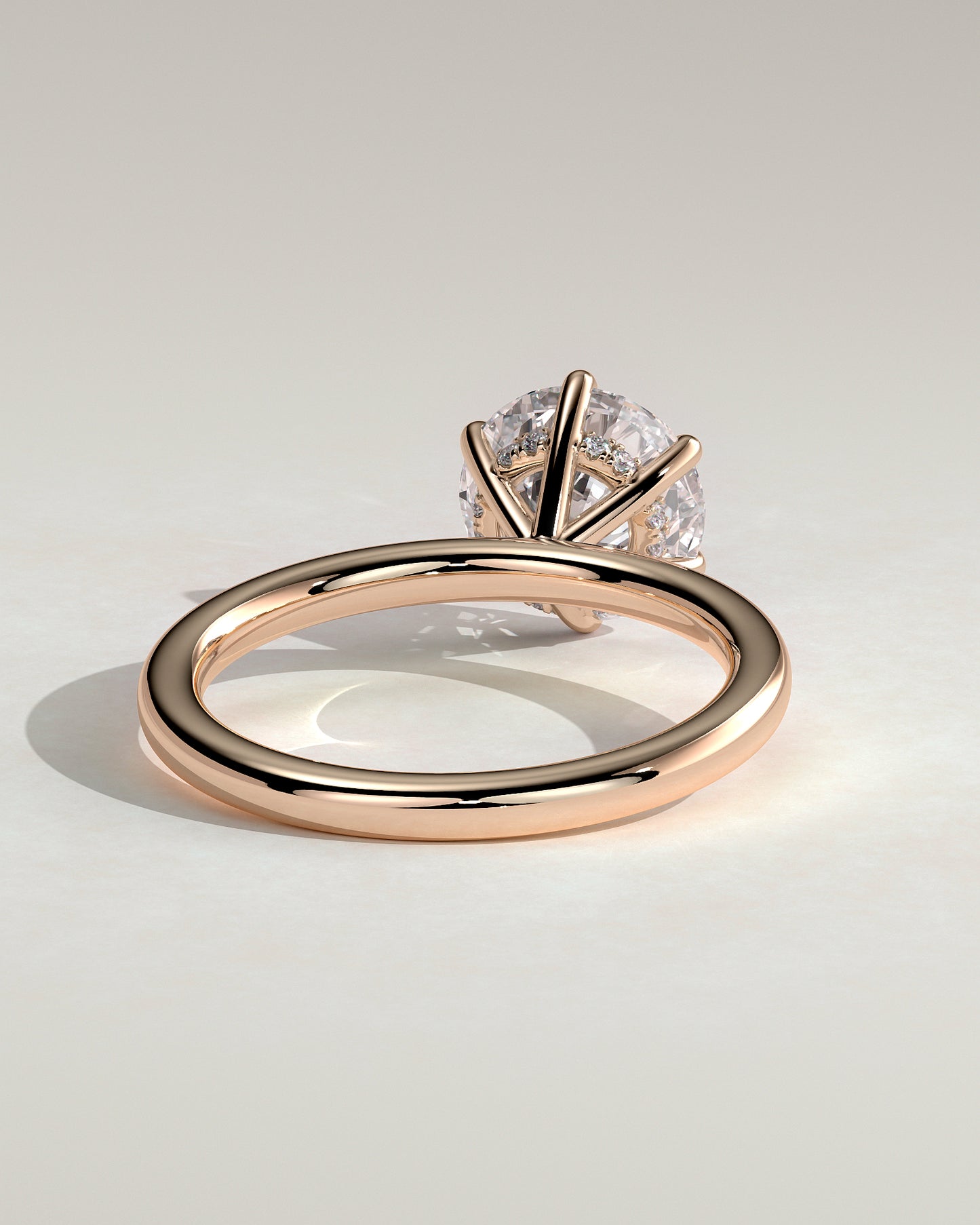 Anna - Round Claw Solitaire with Hidden Halo Engagement Ring - Rose Gold - Rose Gold 2ct