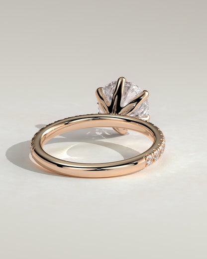 Alexandria - Round Claw Solitaire with Pave Band Engagement Ring - Rose Gold - rose gold - Lara Jewels