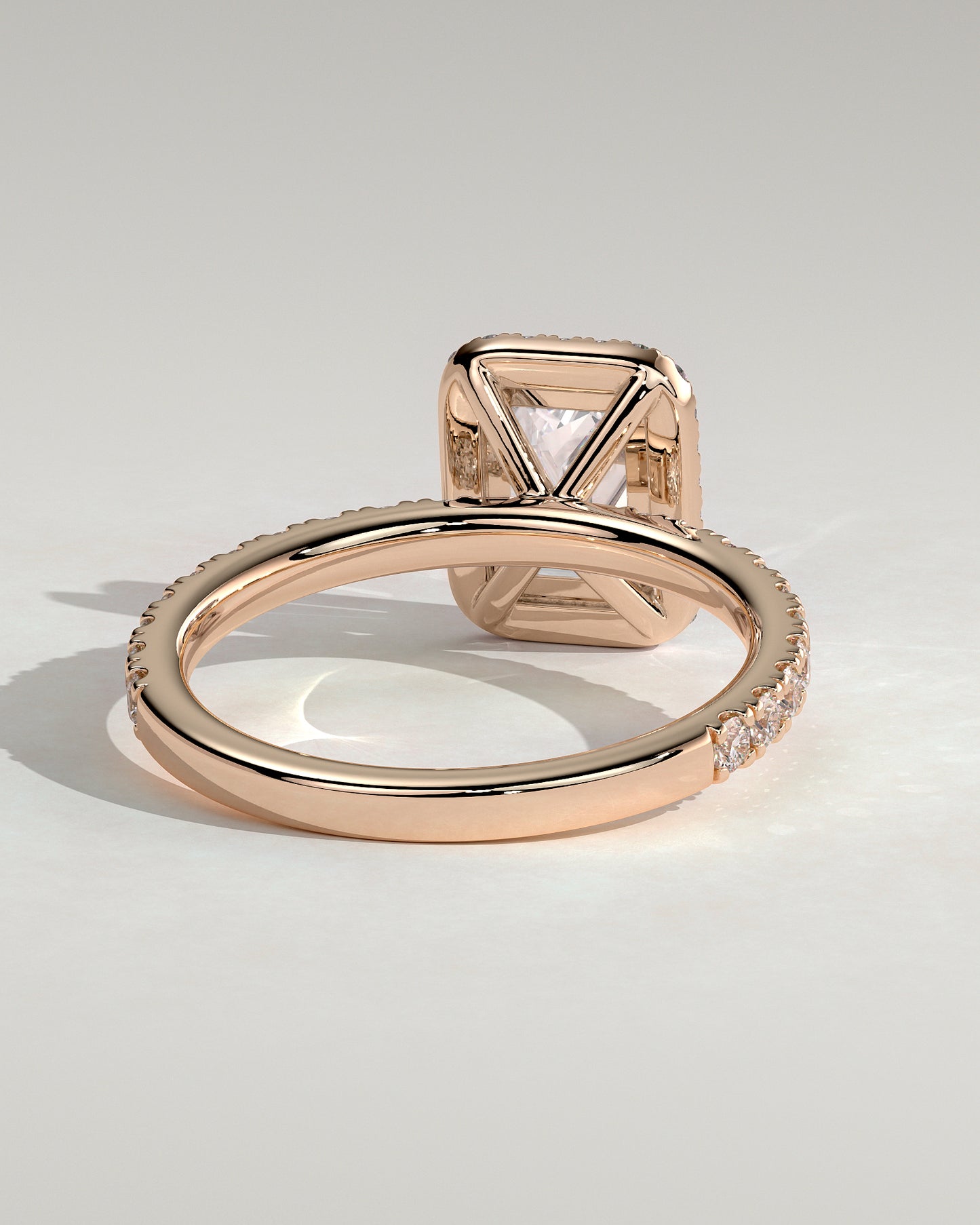 Analyce - Emerald Claw Solitaire with Halo and Pave Band Engagement Ring - Rose Gold - Rose Gold 2ct
