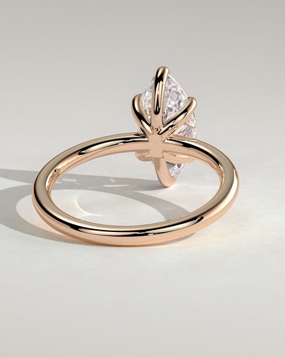 Stephanie - Marquise Claw Solitaire Engagement Ring - Rose Gold
