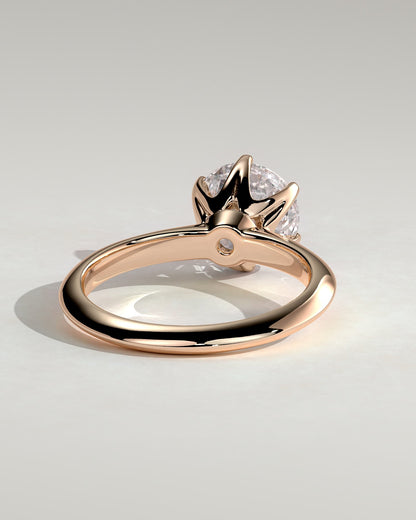 Caroline - Round Claw Solitaire with Knife Edge Band Engagement Ring - Rose Gold