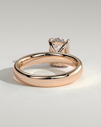 Cora - Elongated Cushion Claw Solitaire with Cigar Band and Hidden Halo Engagement Ring - Rose Gold