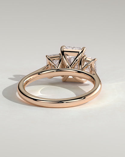 Ayla - Classic Radiant Claw Trilogy Engagement Ring - Rose Gold