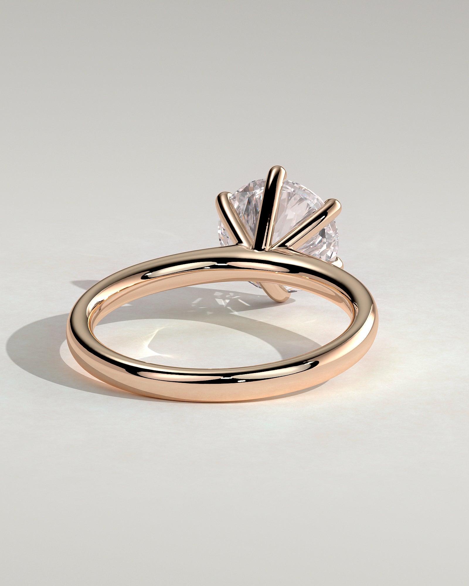 Daniela - Round Claw Solitaire with Solid Cathedral High Setting Engagement Ring - Rose Gold - Rose Gold 2ct