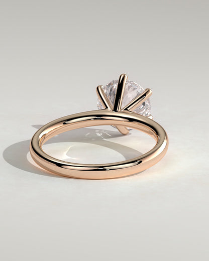 Daniela - Round Claw Solitaire with Solid Cathedral High Setting Engagement Ring - Rose Gold