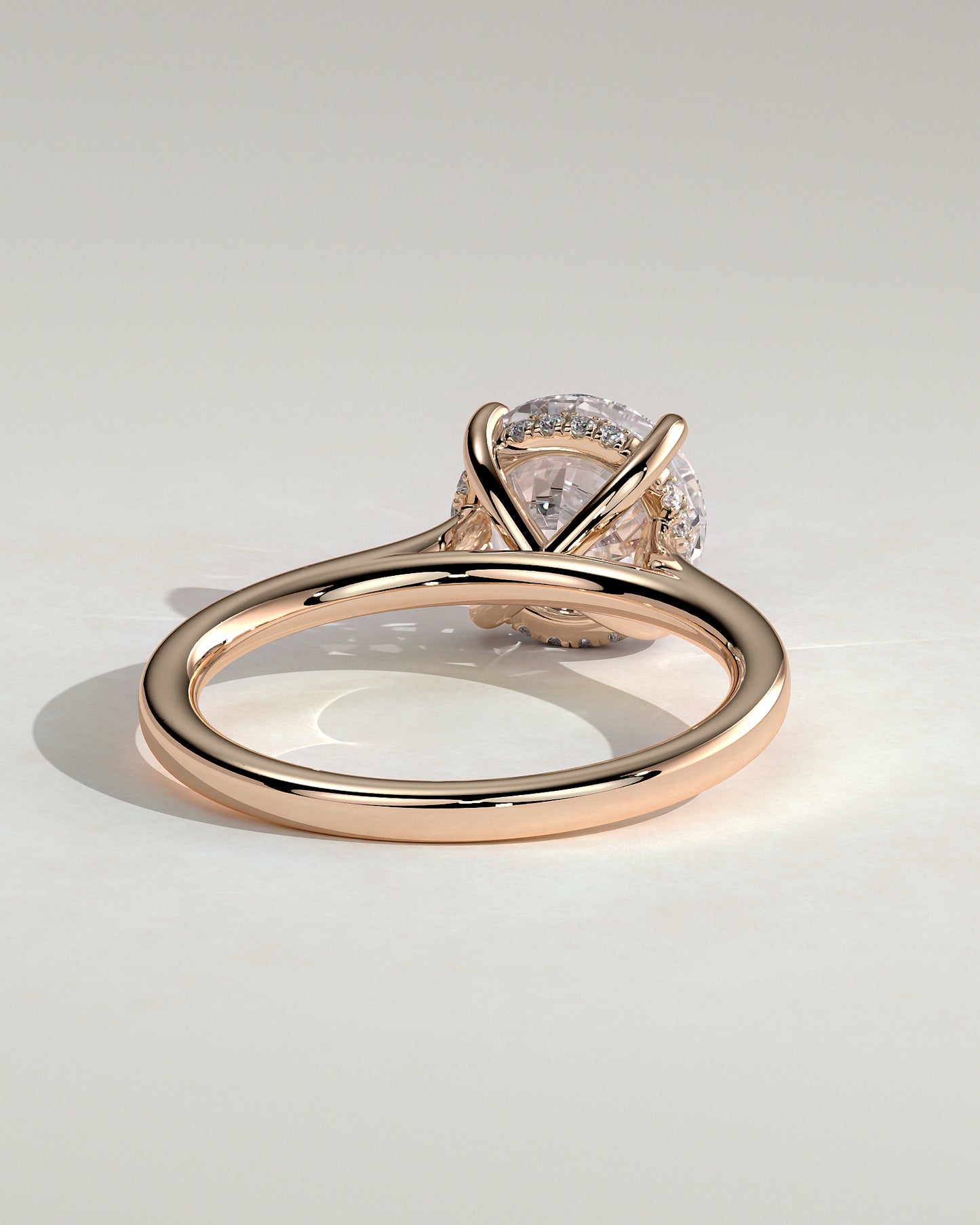 Bonnie - Round Claw Solitaire with Hidden Halo and Cathedral High Setting Engagement Ring - Rose Gold - Rose Gold 2ct