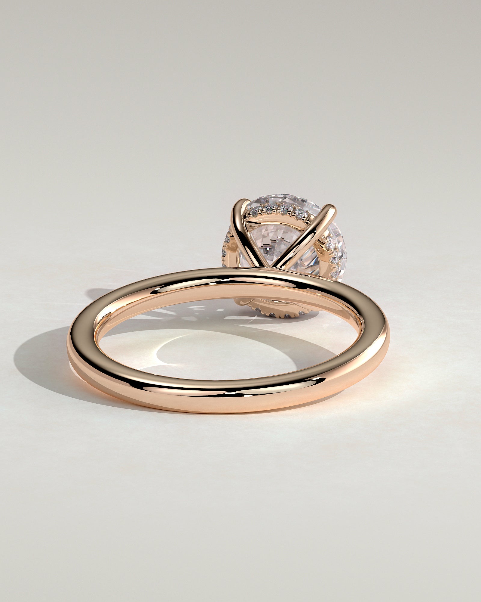 Bindi - Round Claw Solitaire with Hidden Halo Engagement Ring - Rose Gold - Rose Gold 2ct