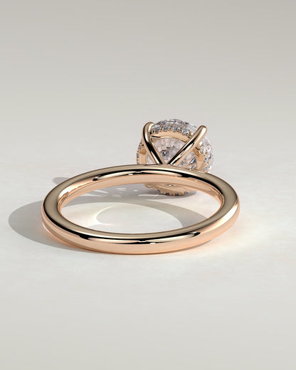 Bindi - Round Claw Solitaire with Hidden Halo Engagement Ring - Rose Gold