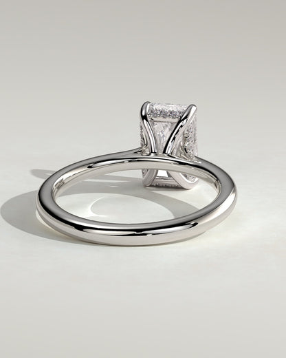 Ari - Radiant Claw Solitaire with Hidden Halo, Tapered Band and Cathedral High Setting Engagement Ring - Platinum - platinum - Lara Jewels