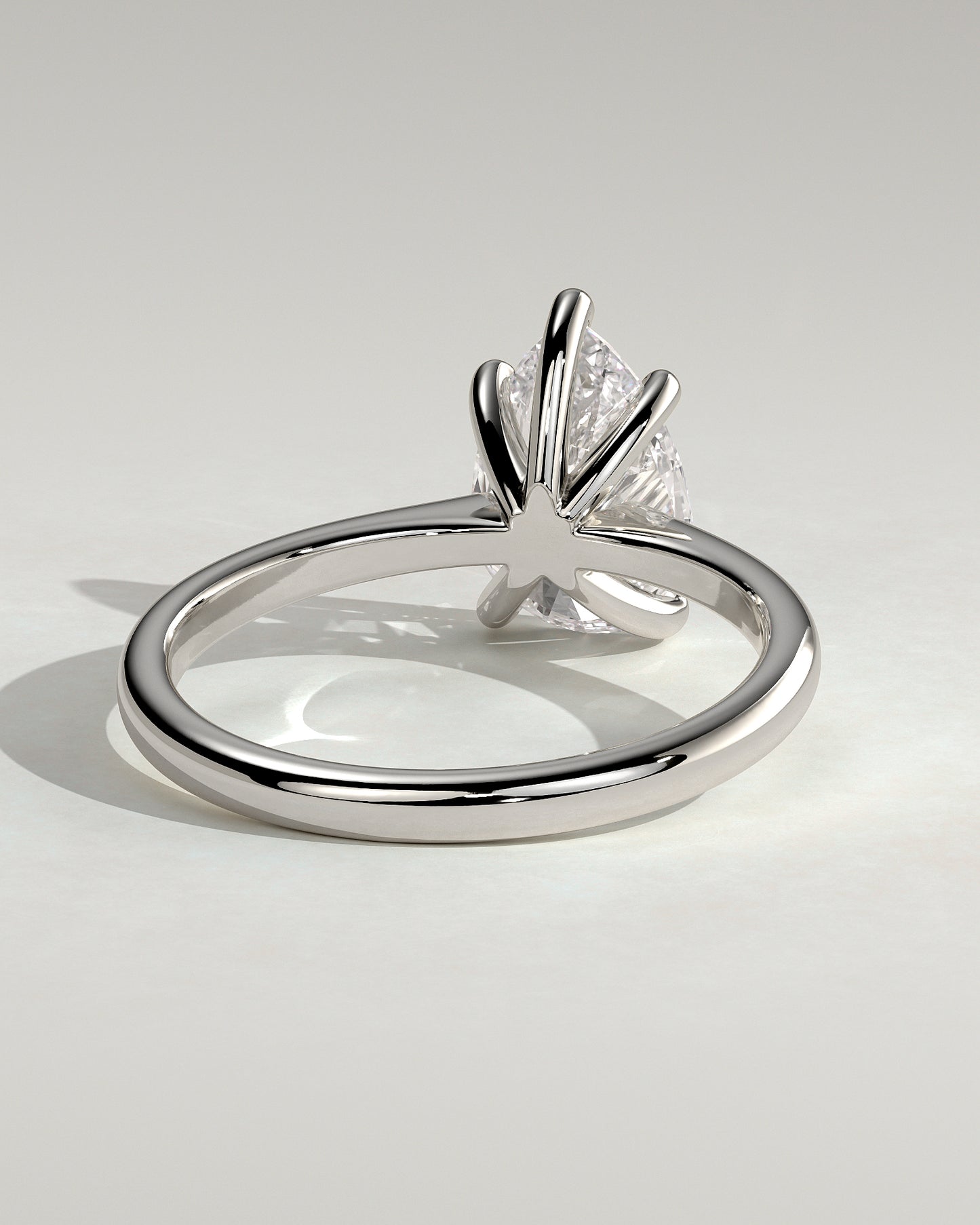 Aspen - Pear Claw Solitaire with Pinched Tapered Band and Cathedral Low Setting Engagement Ring - Platinum - White Gold / Platinum 2ct