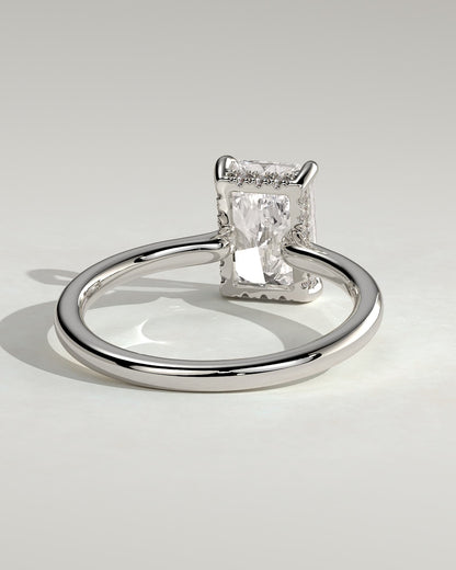 Adina - Radiant Claw Solitaire with Hidden Halo and Floating Cathedral Low Setting Engagement Ring - Platinum - platinum - Lara Jewels