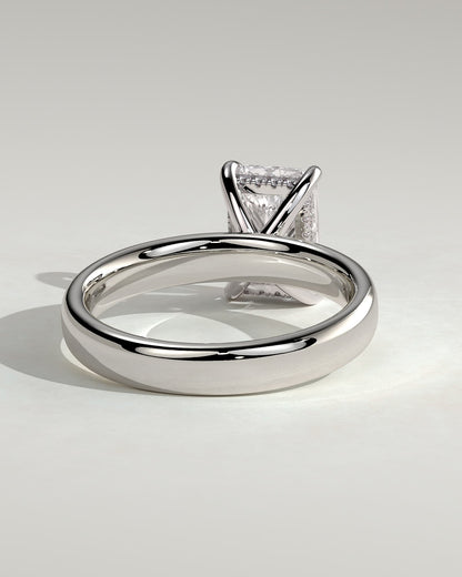 Angelina - Radiant Claw Solitaire with Cigar Band and Hidden Halo Engagement Ring - Platinum