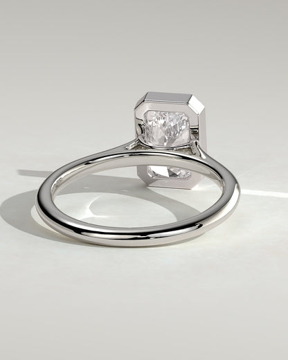 Zoe - Radiant Bezel Solitaire with Open Cathedral High Setting Engagement Ring - Platinum