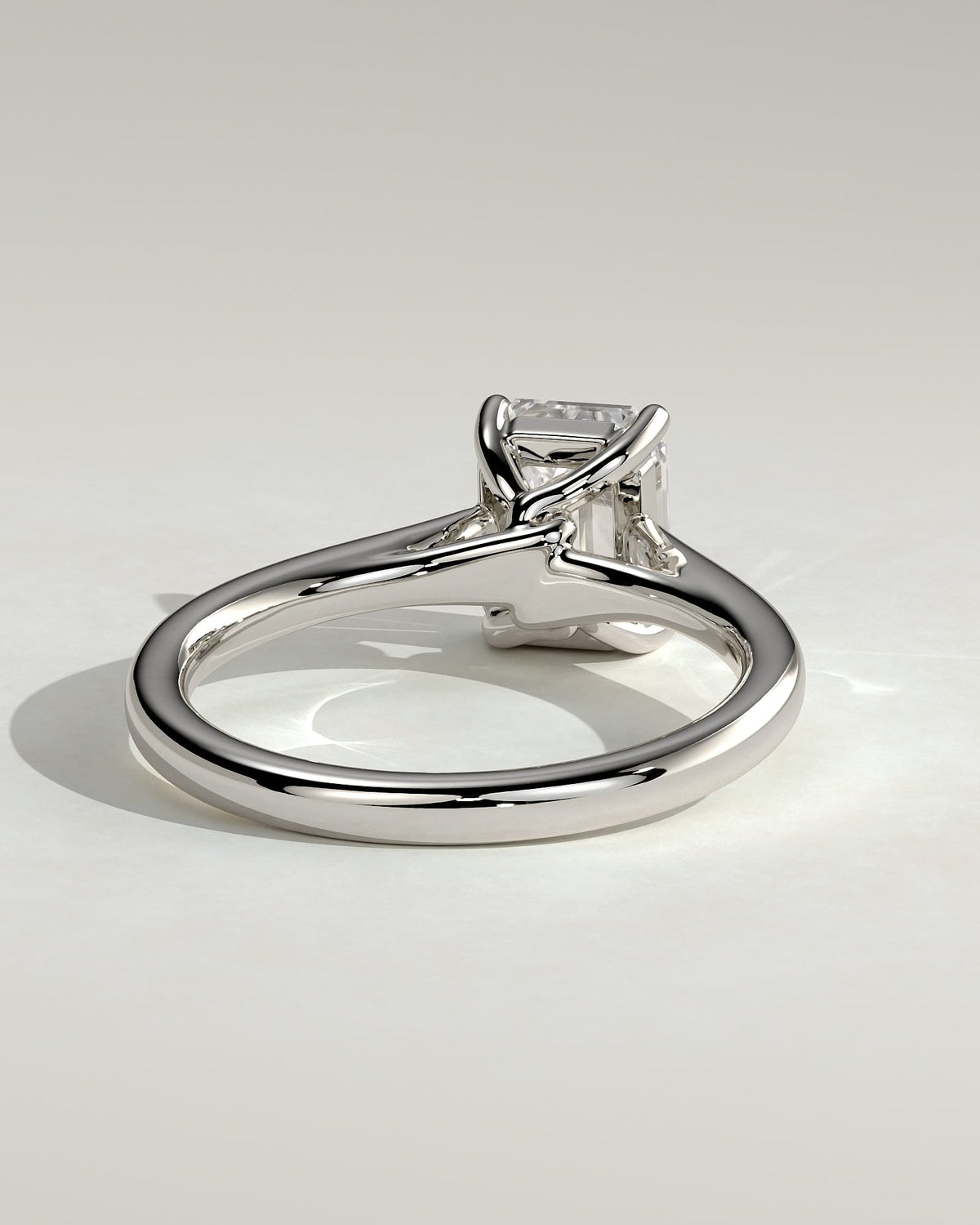 Nora - Emerald Claw Solitaire with Spiral Gallery and Cathedral Low Setting Engagement Ring - White Gold