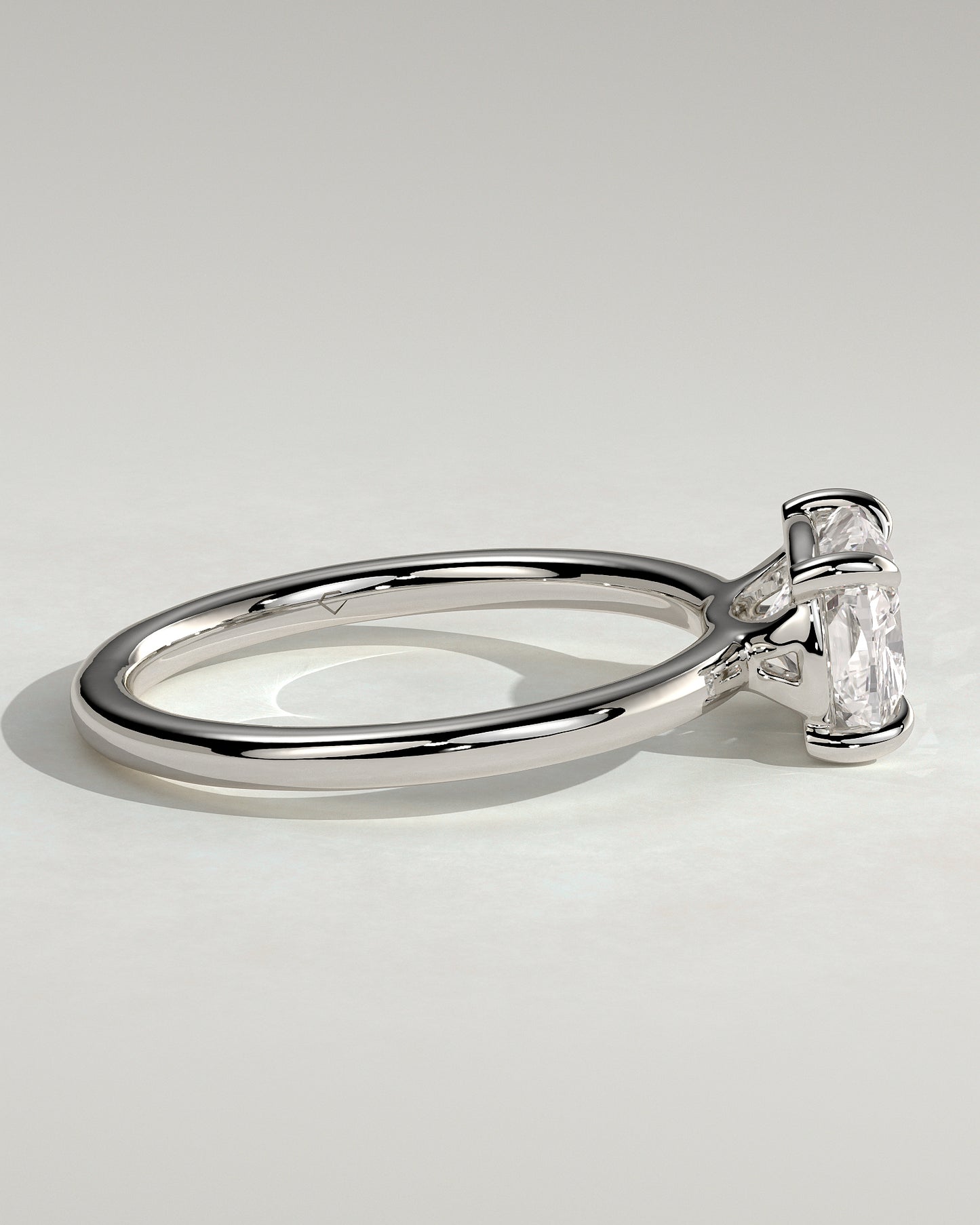 Fiona - Elongated Cushion East West Claw Solitaire with Raised Basket Gallery Engagement Ring - Platinum - White Gold / Platinum 2ct