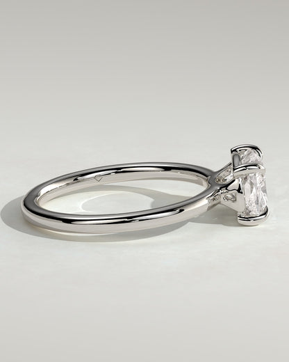 Fiona - Elongated Cushion East West Claw Solitaire with Raised Basket Gallery Engagement Ring - White Gold