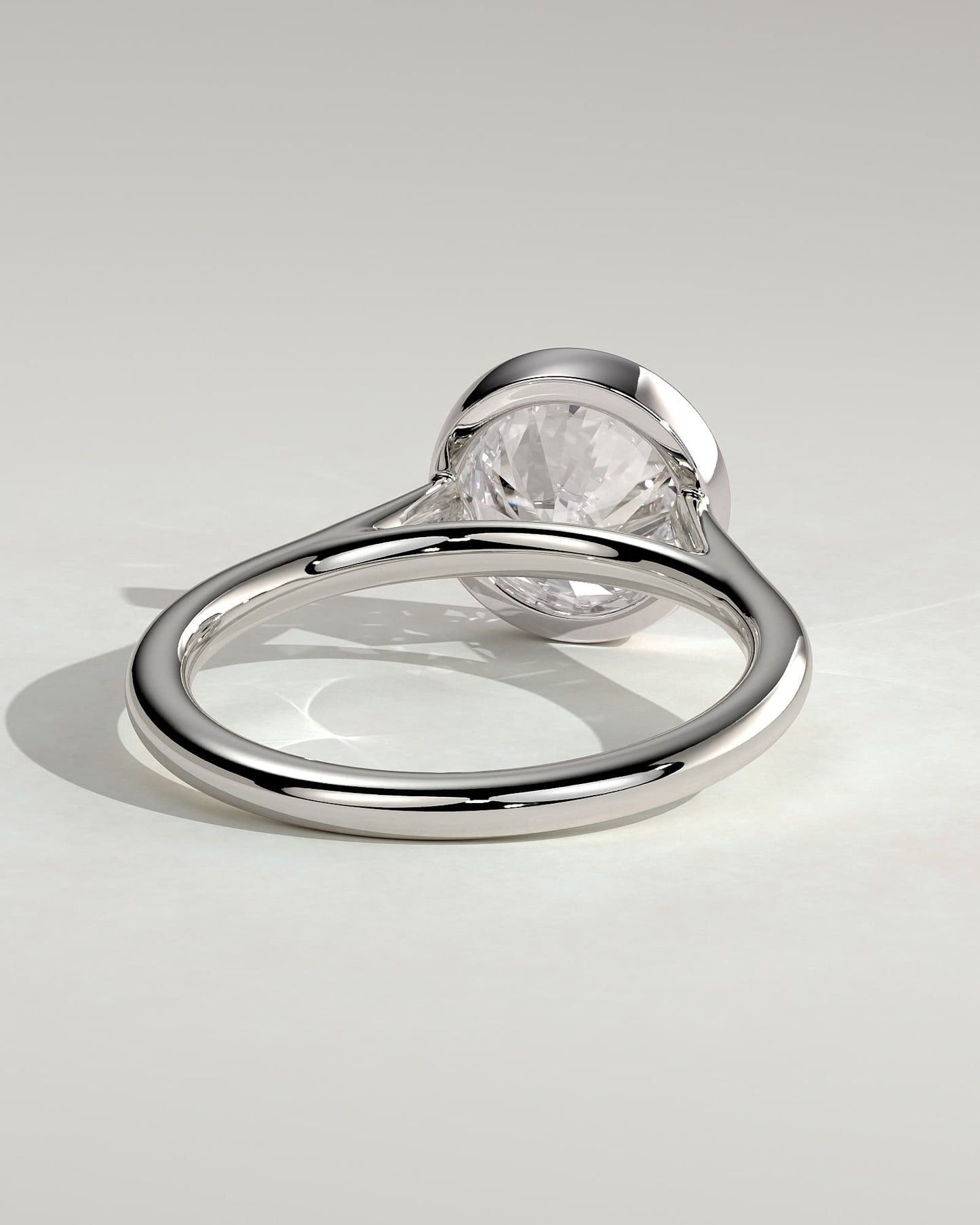 Kaylah - Statement Round Bezel Solitaire with Open Cathedral High Setting Engagement Ring - Platinum