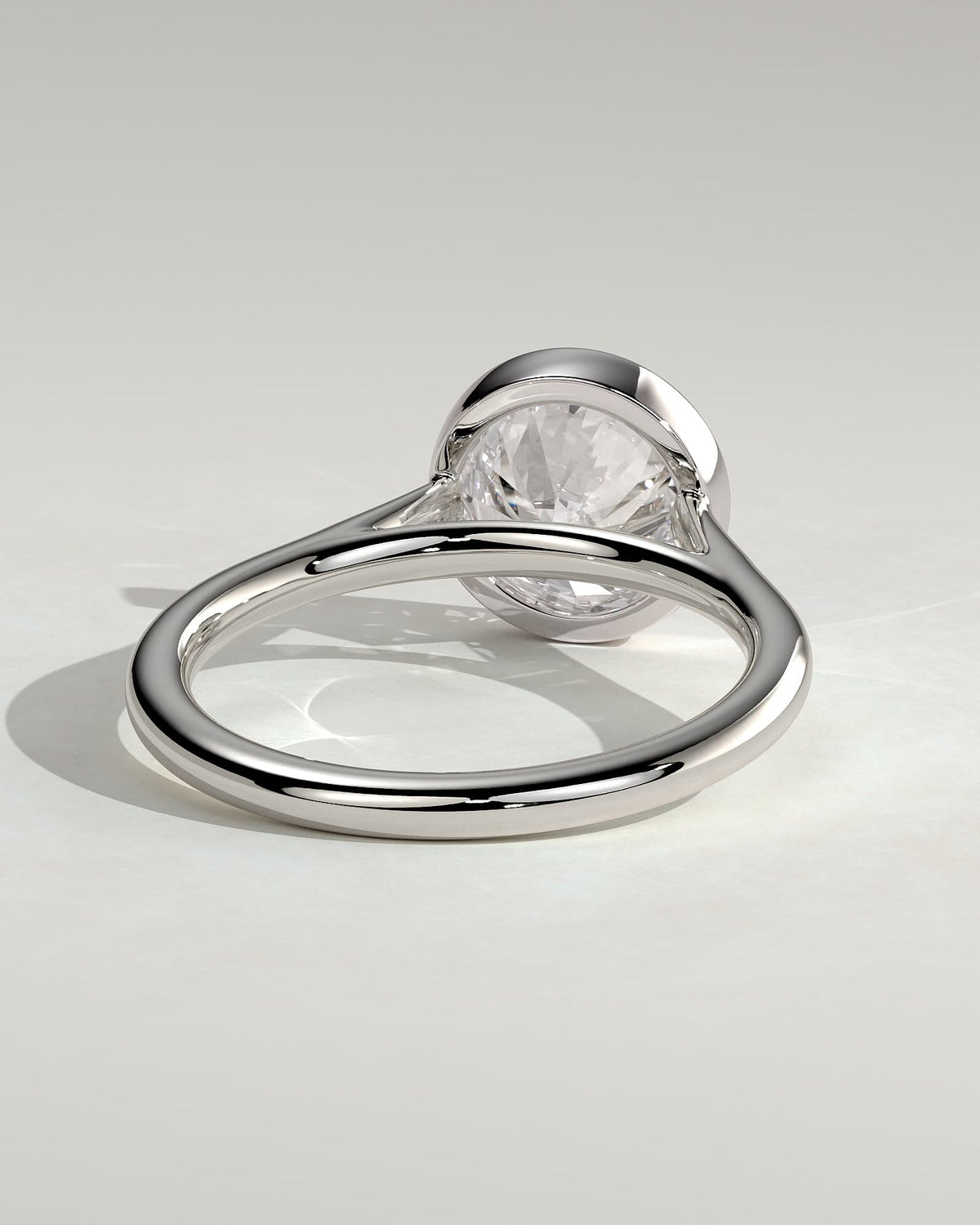 Kaylah - Statement Round Bezel Solitaire with Open Cathedral High Setting Engagement Ring - White Gold