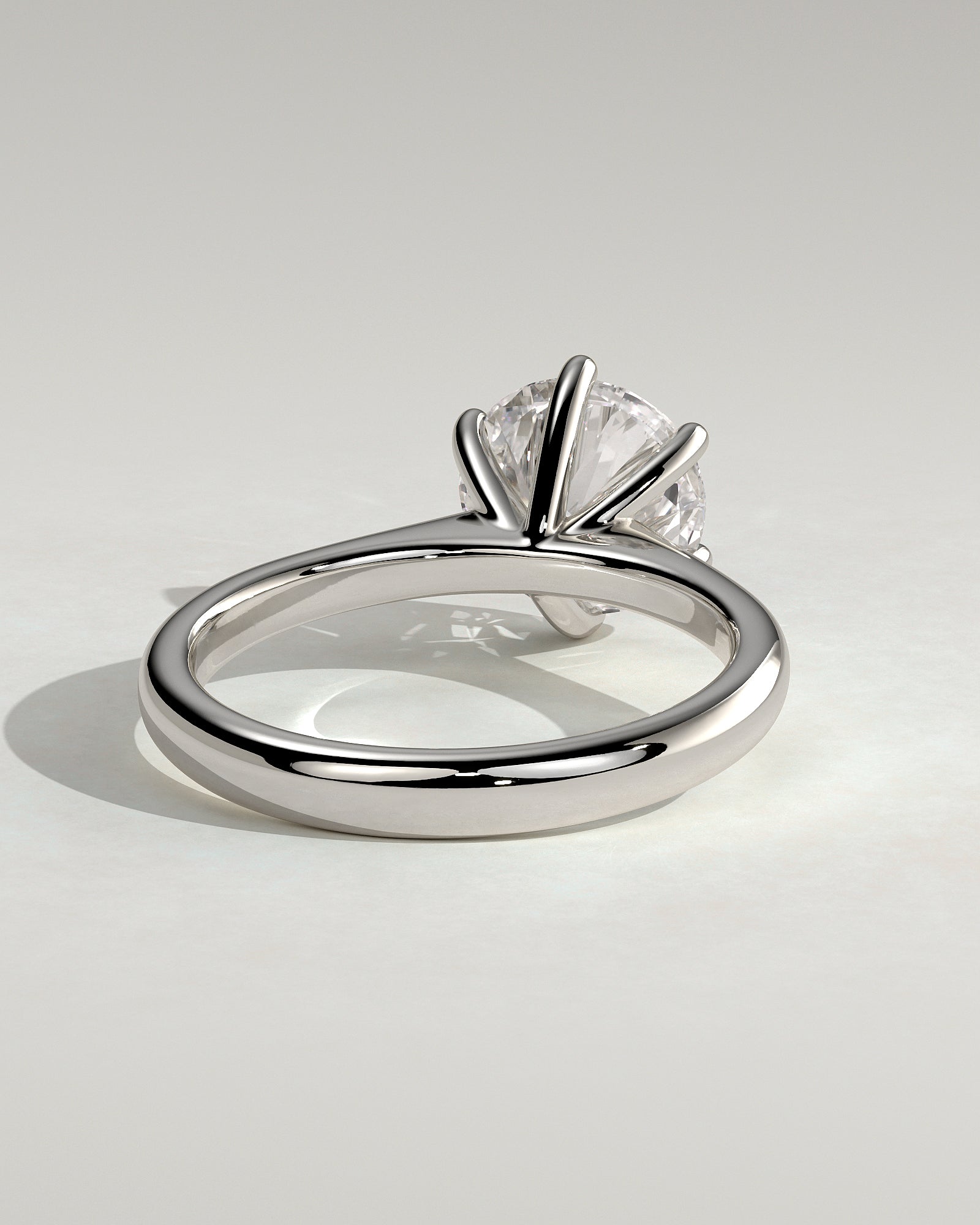 Jacqueline - Round Claw Solitaire with Solid Cathedral Low Setting Engagement Ring - Platinum - White Gold / Platinum 2ct
