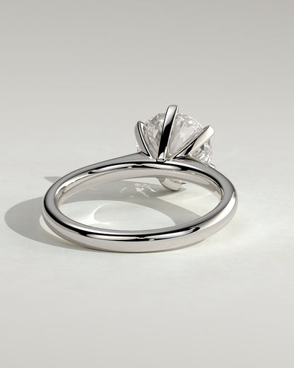 Gabrielle - Round Claw Solitaire with Square Tips and Solid Cathedral High Setting Engagement Ring - Platinum