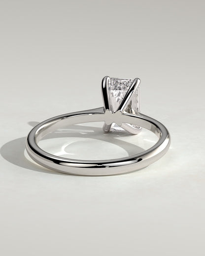 Freya - Emerald Claw Solitaire with Tapered Band and Cathedral Low Setting Engagement Ring - White Gold