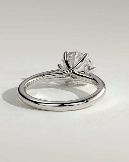 Delilah - Round Claw Solitaire with Open Trellis Gallery and Cathedral Low Setting Engagement Ring - White Gold