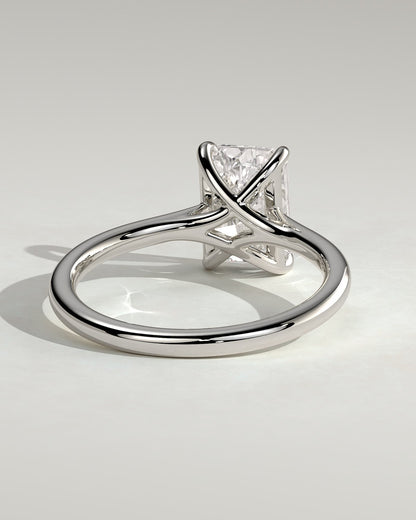 Dakota - Radiant Claw Solitaire with Cathedral Low Setting and Open Trellis Gallery Engagement Ring - Platinum
