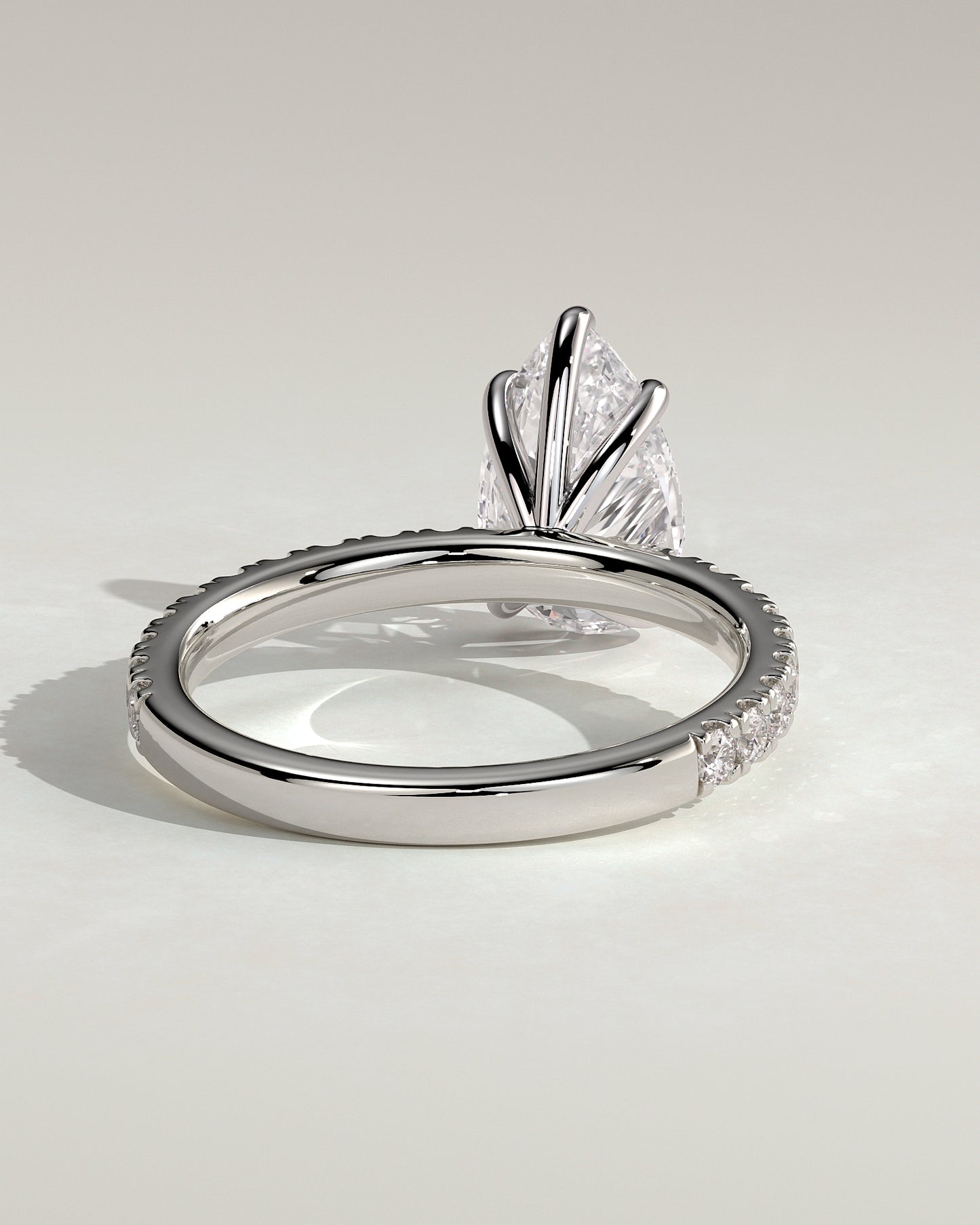 Brynlee - Pear Claw Solitaire with Pave Band Engagement Ring - Platinum - White Gold / Platinum 2ct