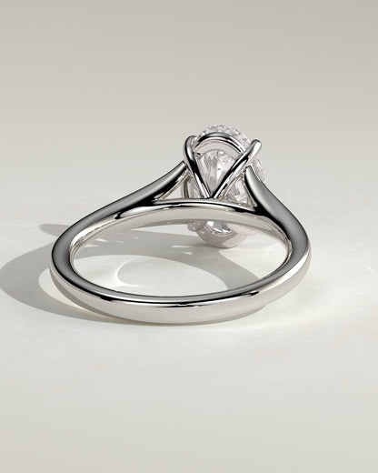 Blair - Oval Claw Solitaire with Split Shank and Cathedral High Setting Engagement Ring - Platinum