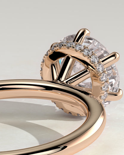 Aria - Round Claw Solitaire with Wrap Around Hidden Halo Engagement Ring - Rose Gold - rose gold - Lara Jewels