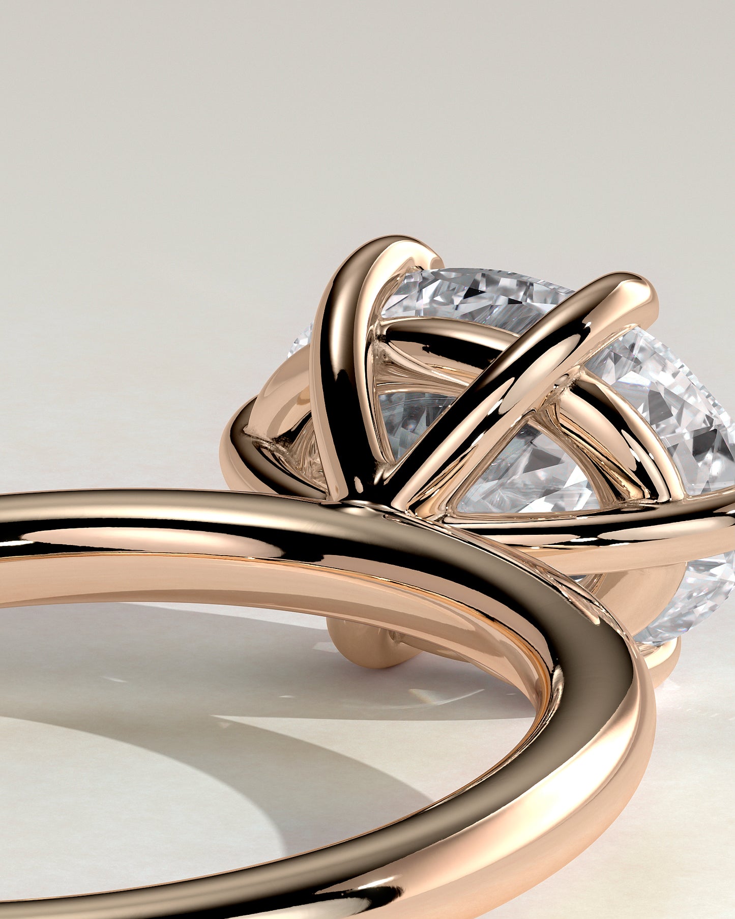 Allison - Oval East West Claw Solitaire Engagement Ring - Rose Gold - Rose Gold 2ct