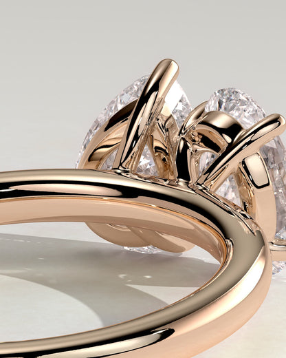 April - Pear and Oval Claw Toi et Moi Engagement Ring - Rose Gold - rose gold - Lara Jewels
